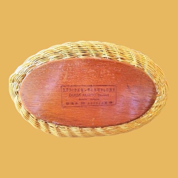 BASKET HAND PAINTED "DOSSA AKAKEO BAMBERT ABDJAN" Crane Type Bird - Picture 3 of 6